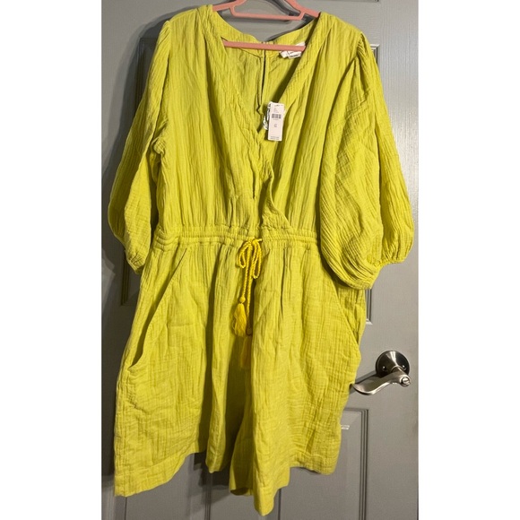 Anthropologie Celia Gauzy Romper Bright Yellow NWT SZ XL - Picture 5 of 16